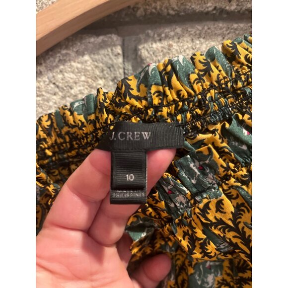 J. Crew Womens Off-Shoulder Top Size 10 Elephant Print Ruffle Collar Button-Down - Picture 6 of 8